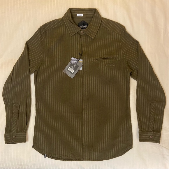 Insight Other - Insight collared striped army green long sleeve w/ pen pocket sz M